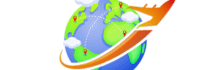 colorful 3d airplane tour travel logo